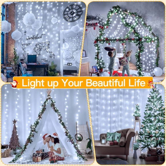 Torchstar 9.8 ft window curtain fairy light christmas string light sale